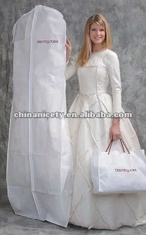wholesale new design wedding dress cover bag with PVC pocket