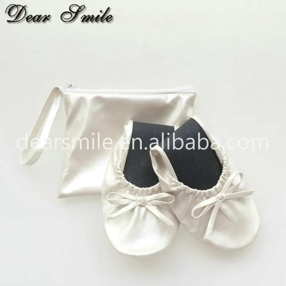Top quality soft lady foldable ballerinas fold up ballet flat for wedding gift ,after party dance