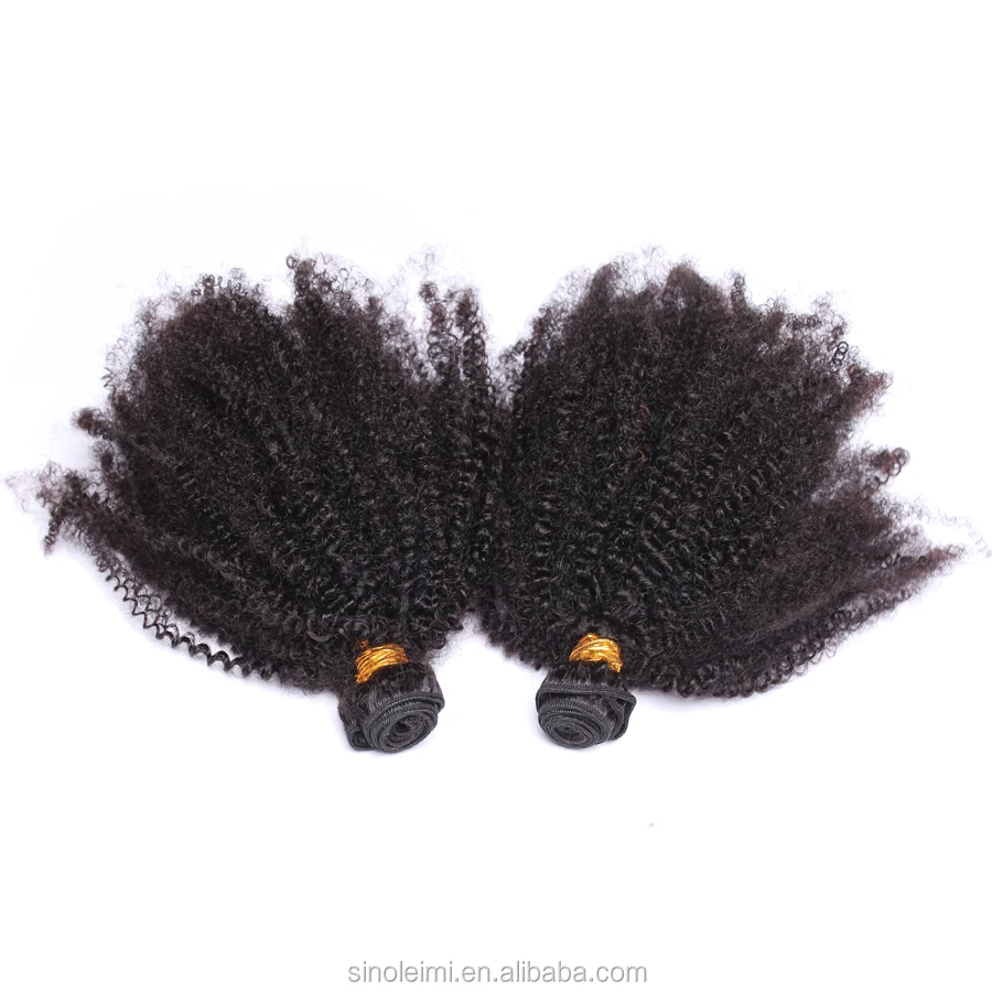 Mongolian Kinky Curly Hair weft, Afro Kinky Curly Virgin Hair bundles, Human Hair Weaves Natural Black