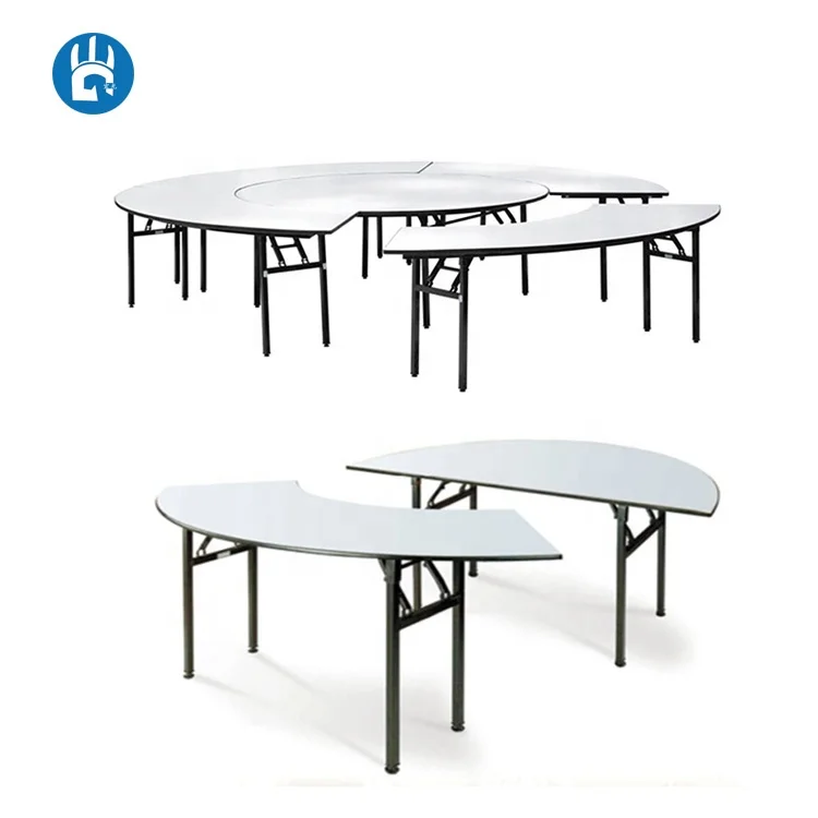 Wedding Fireproof PVC Combinate Conner Half Moon Foldable Catering Hotel Banquet Table for Buffet
