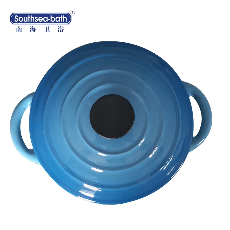 5 qt enameled cast iron cookware camping cooking pot dutch oven casserole blue with lid loop handles and knob for bread