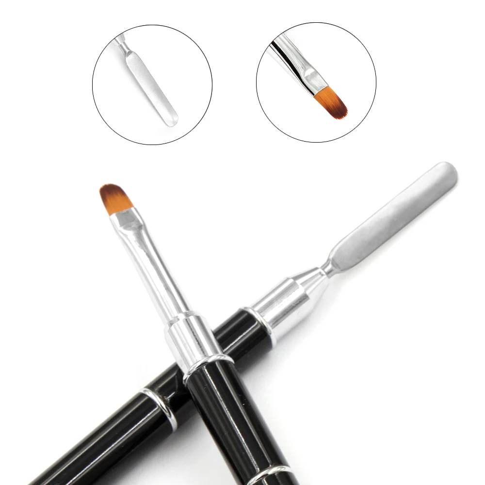 Private Label 2 Side Pen Nail Art Brush Flat Pen Drawing Painting Dual-Ended Tips Dust Clean Builder Tools Manicure