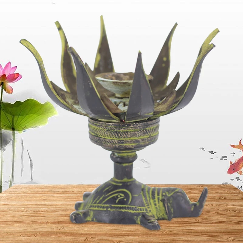 
Tibetan Handmade Antique Brass Candle Holders-lotus patterns 