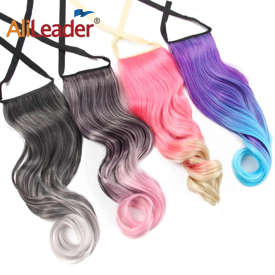AliLeader 20 Inches Synthetic Body Wave Ombre Color Ponytail For Hair Decoration