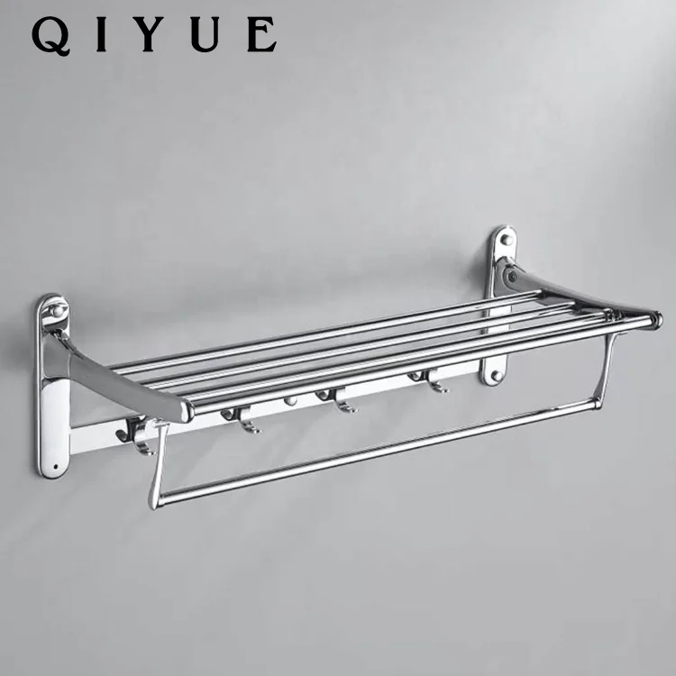 New design bathroom accessories zinc alloy bath towel rack holder with hooks