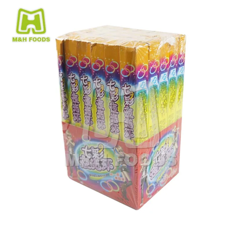 Colorful Fluorescent Ring with Long Shaped Fruity Jelly Candy