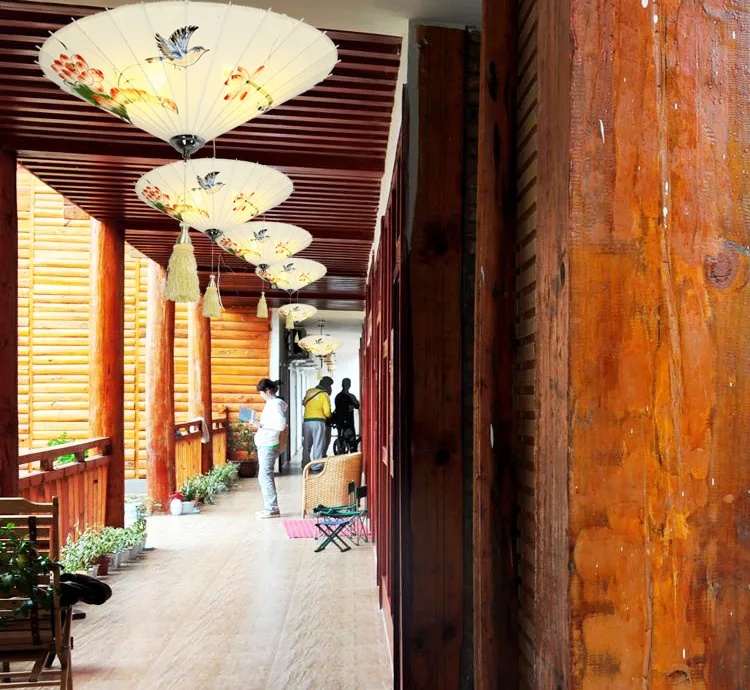 Umbrella-Style Chinese Classic Fabric Droplight Lantern