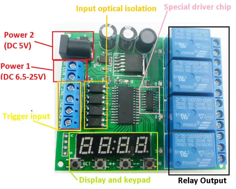12v 4 Channel Delay Relay Shield Board Cycle Timer Switch