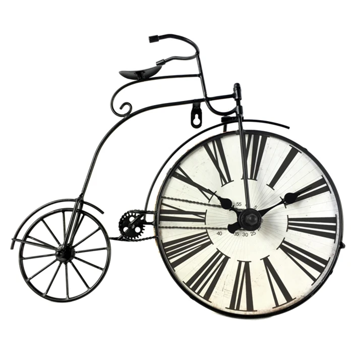 Large fancy iron digital idea bicycle wall clock rustic style