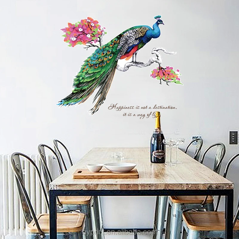 SK9153 Modern wall sticker Peacock decorative eco-friendly PVC peacock figure animal DIY removable wall decals