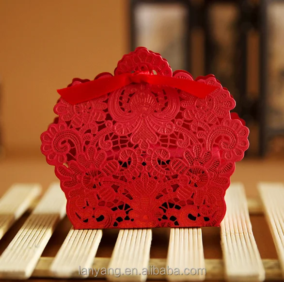 Laser Cut With Ribbon Wedding Party Favor, Wedding Gift Bags Chocolate Candy and Gift Boxes