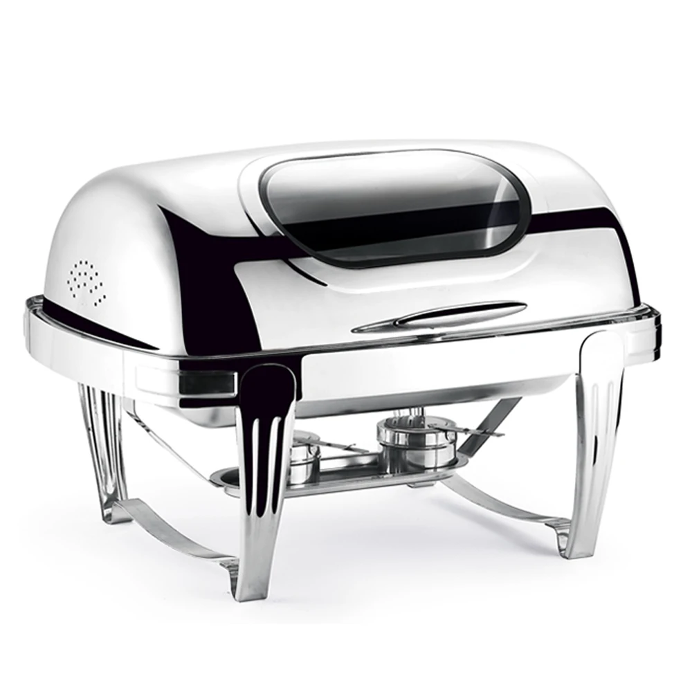 stainless steel buffet utensils server with window rectangle buffet chafing dish