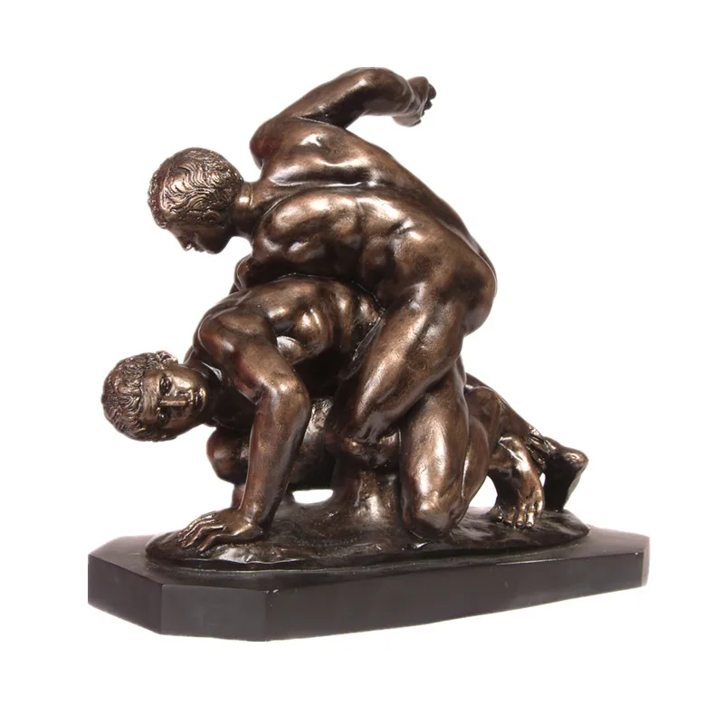 Gold Pewter Bronze Wrestling figures sculpture resin trophy