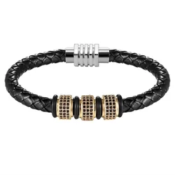 Fashion Brand Luxury Genuine Leather Bracelet Men Women Trendy Knight Courage Charm Couple Bracelets Stainless Steel Bracelets