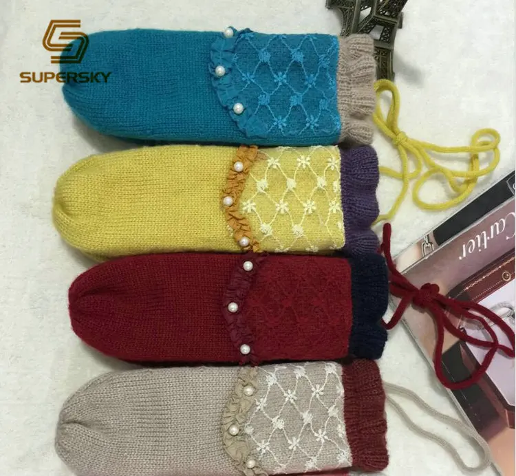 Manufacturer wholesale cheap personalized new type winter knitted gloves