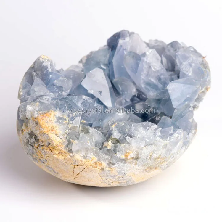 Natural Blue Celestite Crystal Gem Geode Mineral Specimens Stone