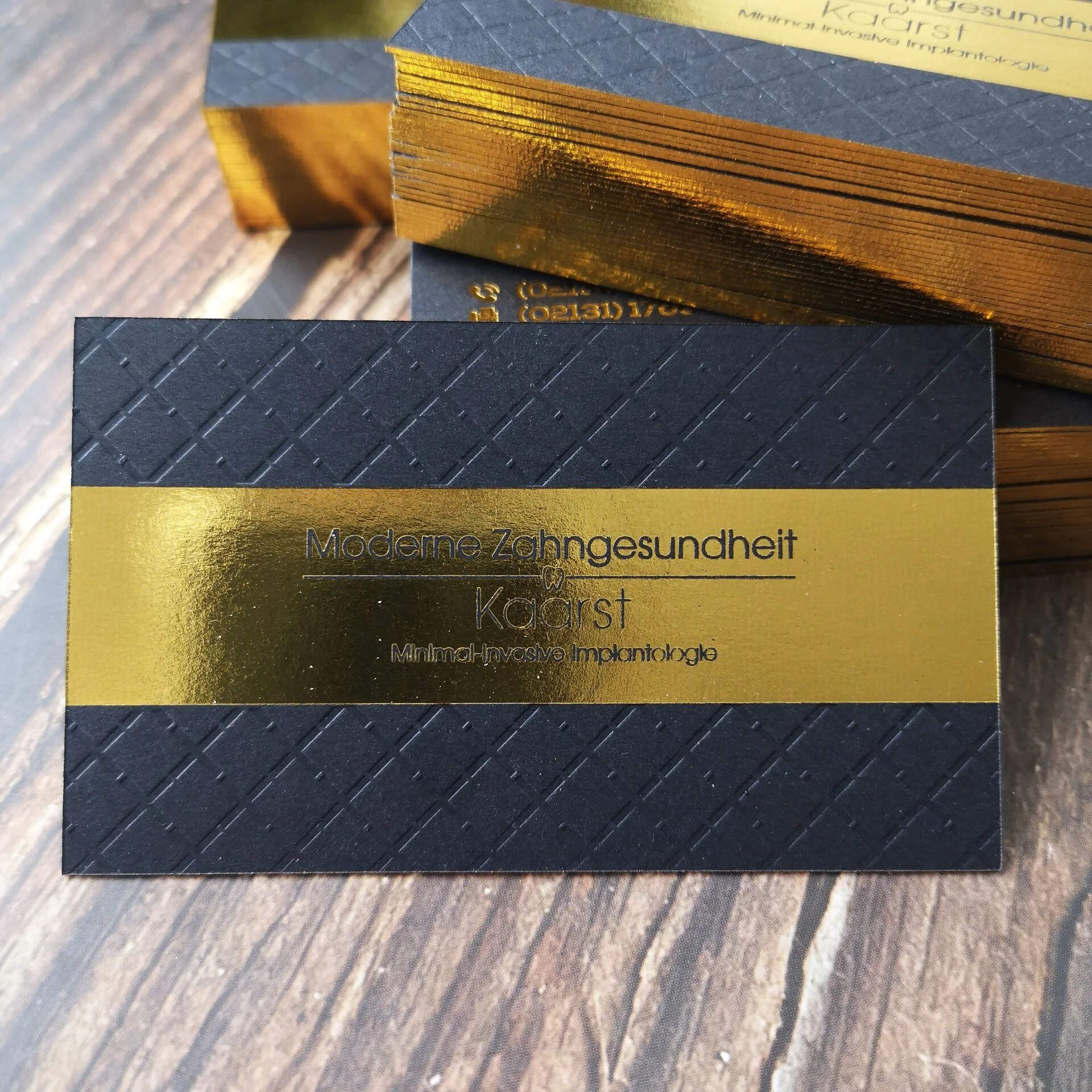 600gsm cotton paper rose gold foil stamping debossed business card printing