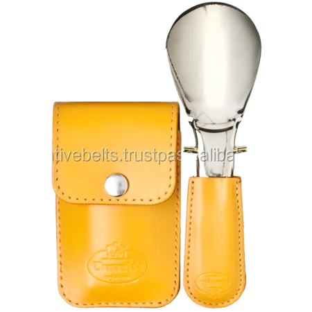 Обувной рожок карманный размер складной материал из нержавеющей стали с кожаным