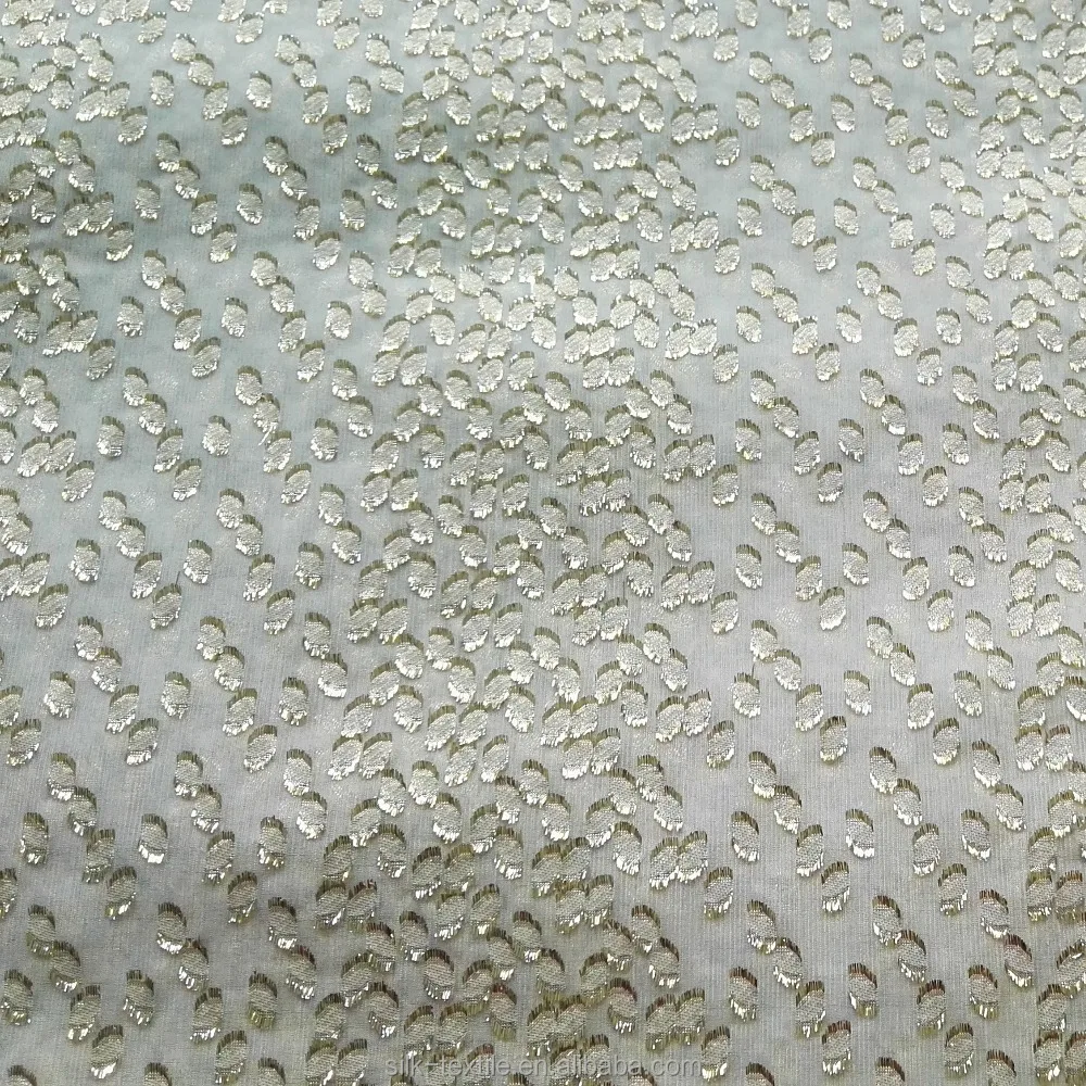 
Silk Metallic Chiffion gerogette jacquard and cut fabric 