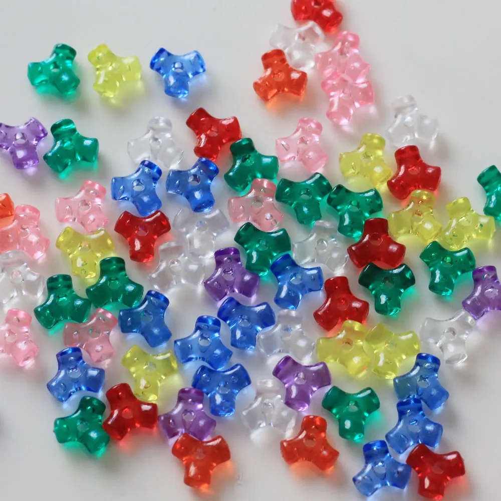 Multi Colors Opaque 10mm Clear Transparent Acrylic Tri Beads for Jewelry Making 500g Each Bag
