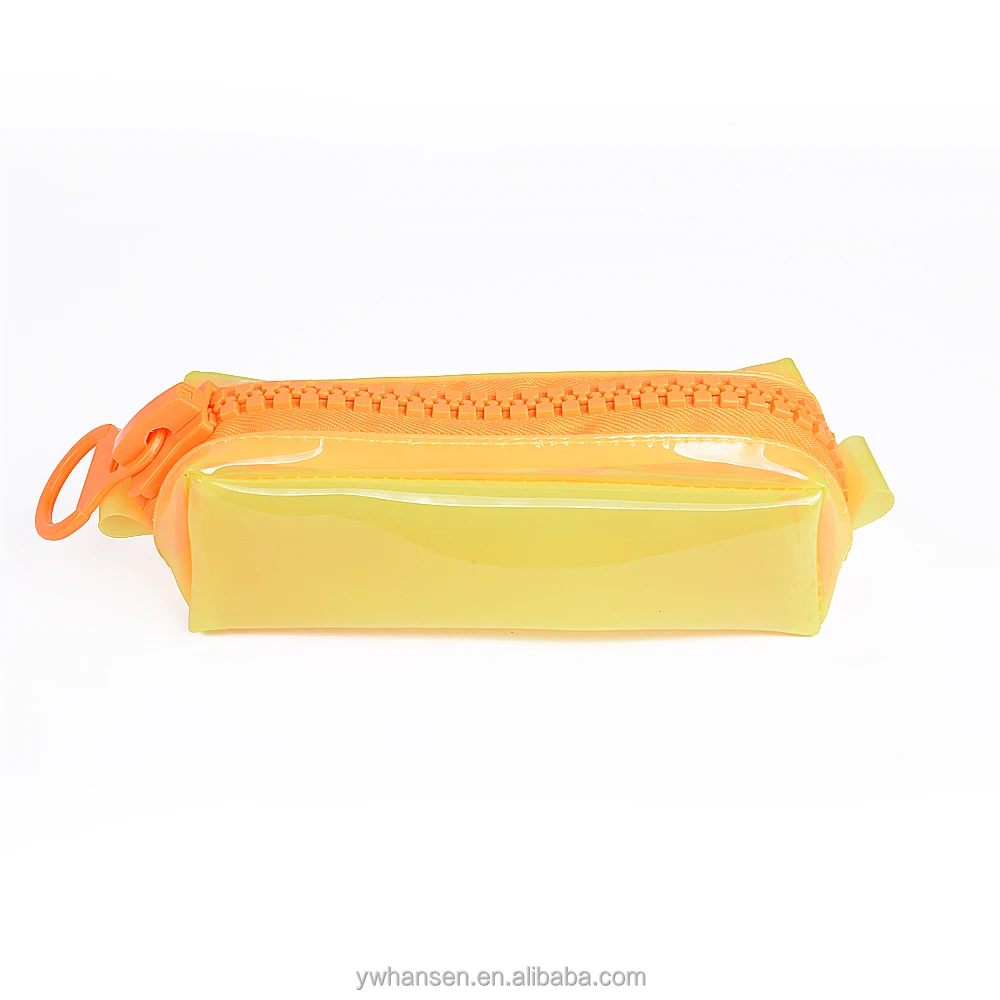 Bright Color Pvc Large Zipper Office School Large Clear Plastic Pencil Case
