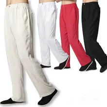 White Linen Pants Men Long Trousers Plus Size Chinese Kung Fu Pants Martial Arts Trousers Black Linen Casual Sport Pants
