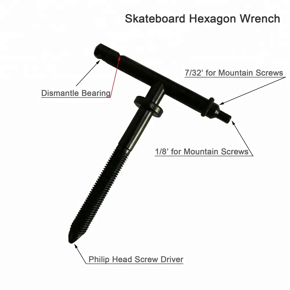 
Multi Wheel Bearing Steel Skate Longboard Scooter Skateboard T Tool Wrench 