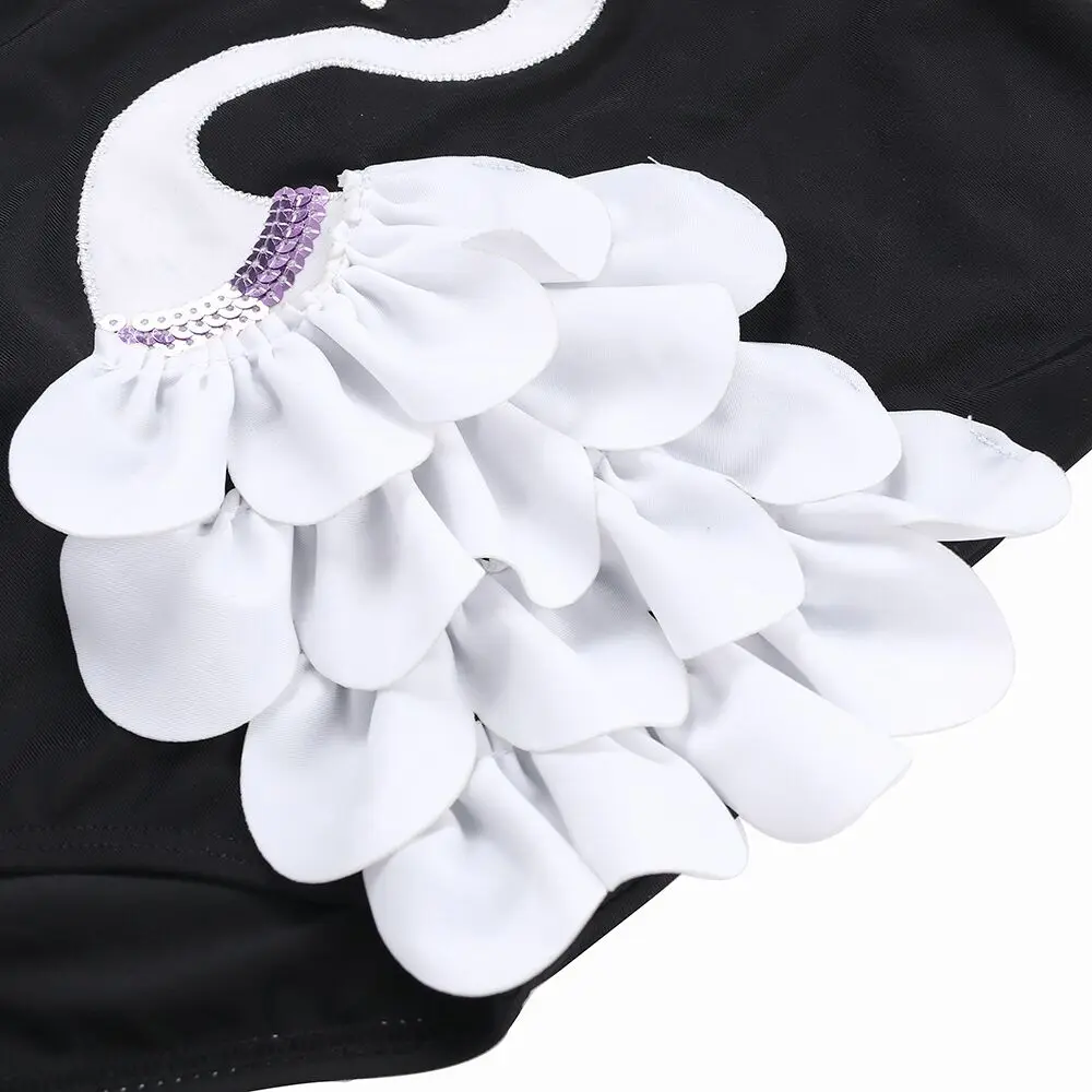 Оптовая продажа, купальник с вышивкой в виде лебедя, Детские Стринги, цельный купальник