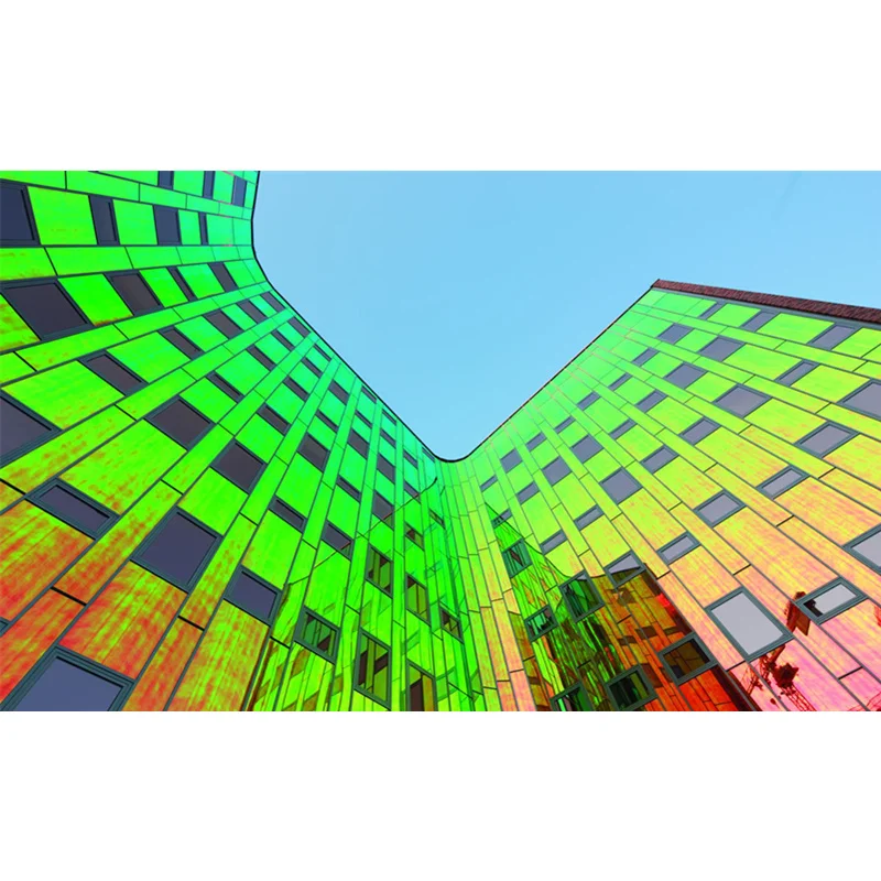 4-19mm coated iridescent reflective glass facade dazzle colored glass