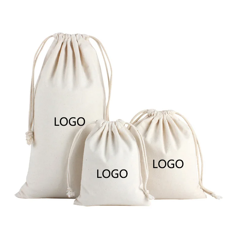 Wholesale eco-friendly small cotton canvas drawstring bag christmas gift bags santa bags