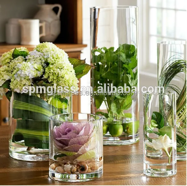 Sets of Glass Cylinder Vase, Multiple Heights, Hurricane Candle Holder Pillar Floating Decorative Table Tall Flower Set