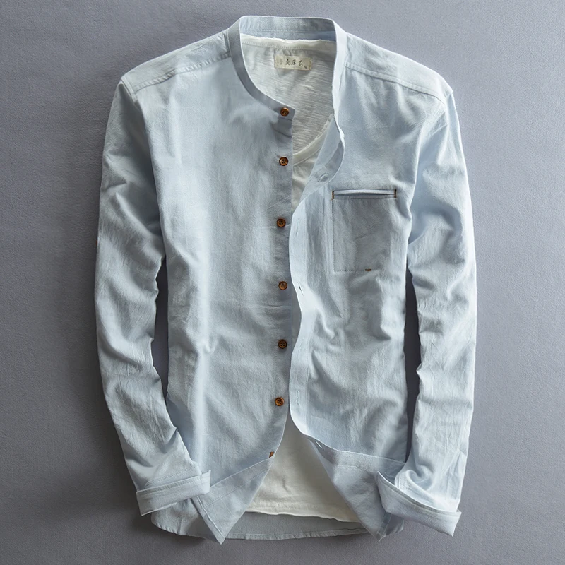 Оптовая продажа, мужские рубашки на пуговицах, хлопковые рубашки с длинными рукавами на заказ из конопли