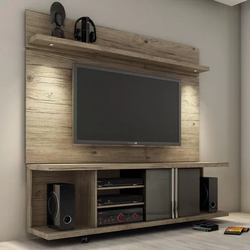 Популярный светодиодный Светлый деревянный шпон MDF tv настенный шкаф тв стенды с