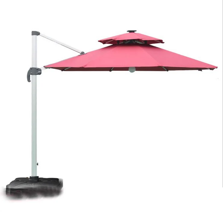 2023 cheap Outdoor patio umbrella Remote Control Solar Panel Charger Light Roman Umbrella
