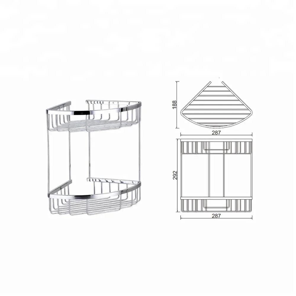 Wall Mounted Triangle 100% Brass Basket Shower Caddy Brass Hanging Basket MK-079-CR