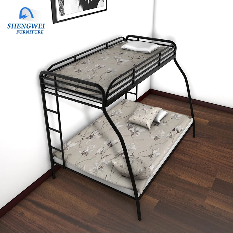 Hotsale heavy duty knock down customized wrought iron double metal bed mother son bed