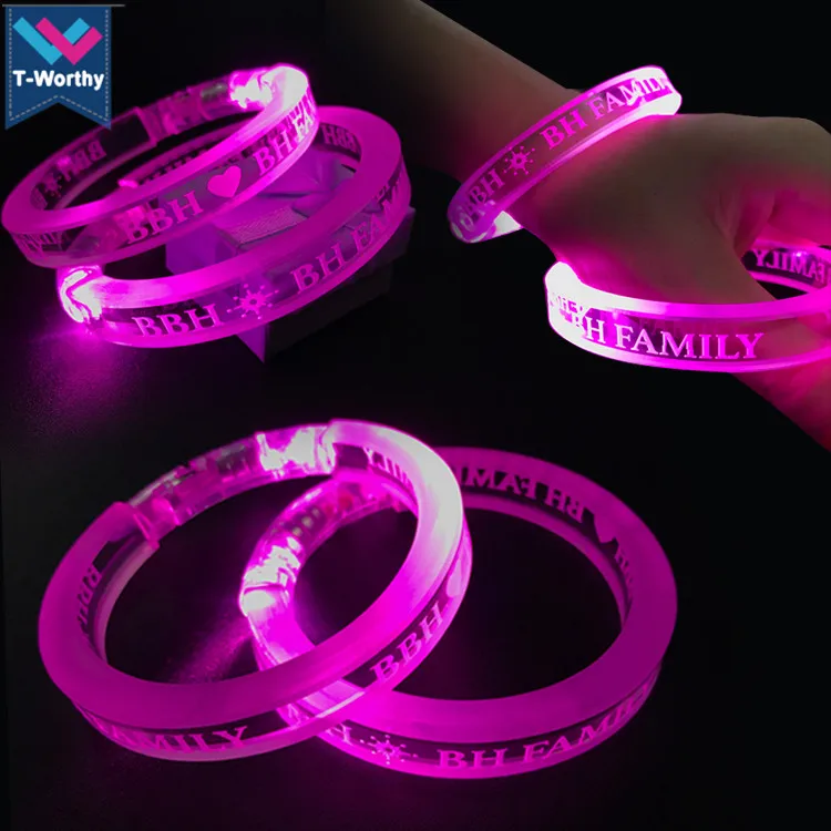 T-Worthy Promotional Gifts Laser Engrave LED acrylic Lighting Bracelet for Music Concert