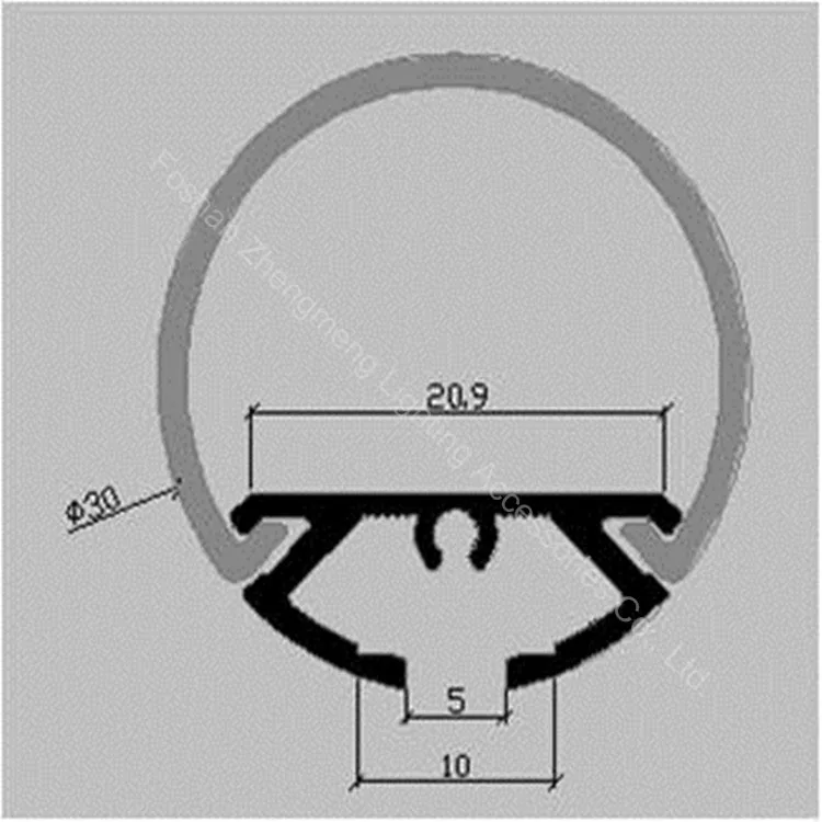 Dim 30mm Round led profile aluminum tube, suspended round shape lighting aluminum profile
