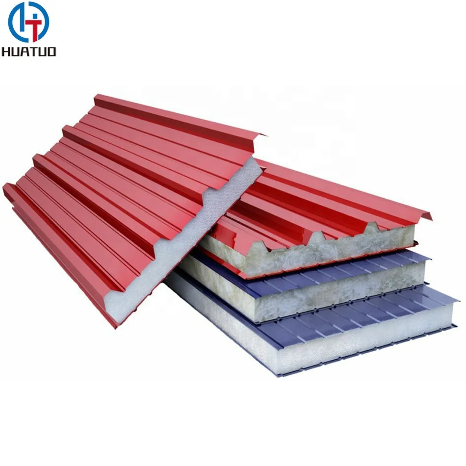Steel Structure Prefabricated house use wall roof sandwich panels with Rock Wool/PU/EPS core