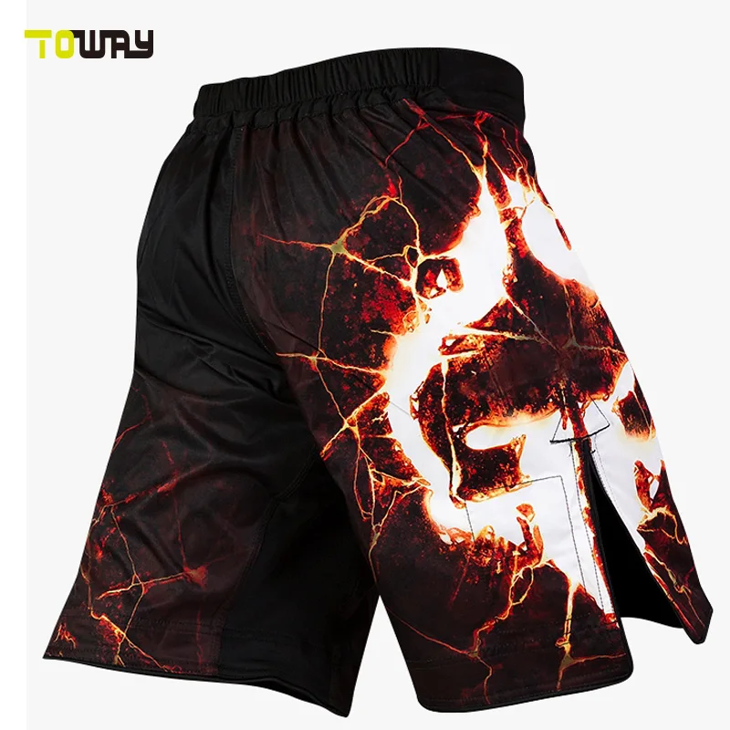 black and red dragon custom mma shorts