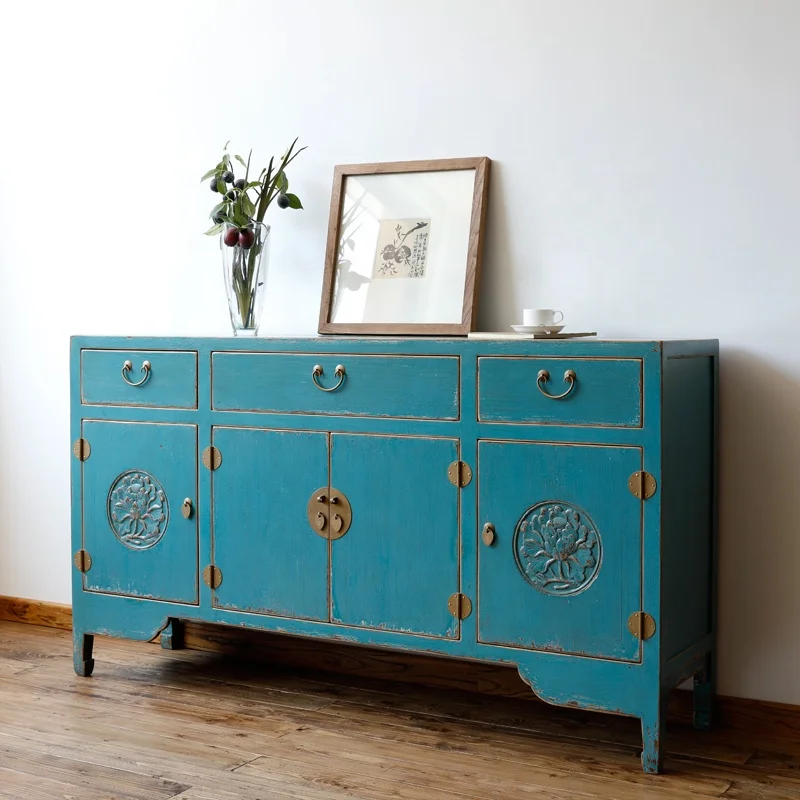 Ancient Age furniture shabby chic rustic distressed paint customized furniture recycle wood sideboard  decorative sideboard