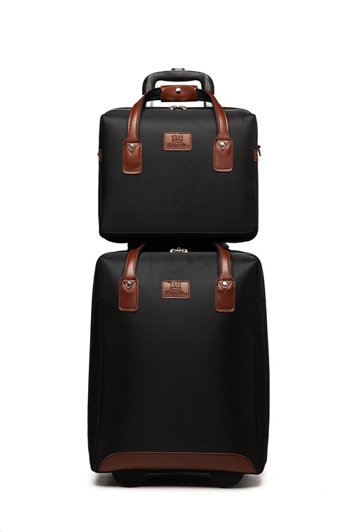 
Nylon and PU leather fabric spinner traveling outdoor suitcases luggage set for sale 