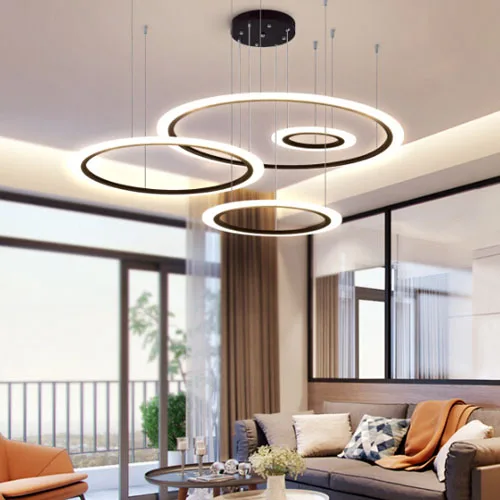Modern Ceiling Lights Crystal Chain Chandelier Minimalist Living Room Luxury Triangle Classic LED Ring Chandelier