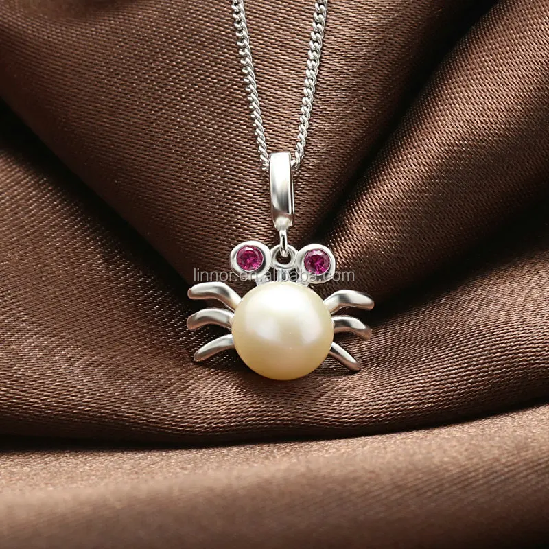 Wholesale Cheap Crab Shape Big Freshwater Pearl Pendant fit 925 silver Chain Necklace Fashion Jewelry for Girl