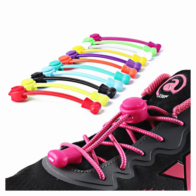 Yrunfeety New 3MM Lock Shoe Laces Elastic No Tie Shoelaces Elastic Lock Shoelaces Colorful Lazy Shoe Lace for Sneakers 20 Colors