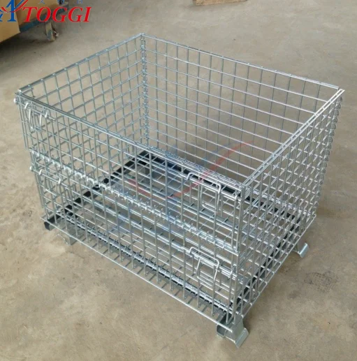Металлическая складная оцинкованная стальная корзина для поддонов, сетчатый роликовый контейнер