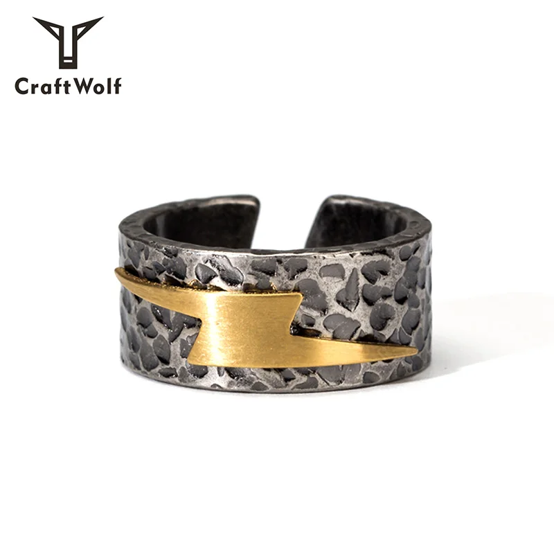 Craft Wolf Fashion Jewellery 316L Stainless Steel Flashing Lightning Ring
