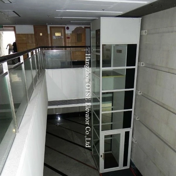 Manual elevator screw drive lift for sale with glass shaft