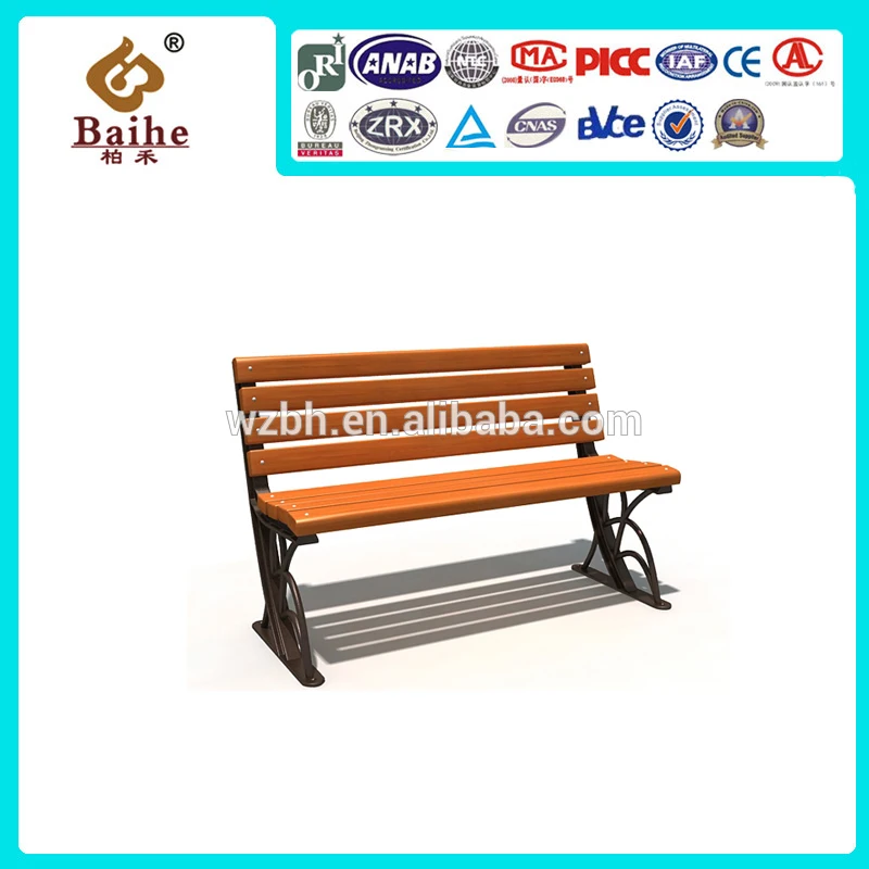 Baihe Leisure Garden Wood Chair Wooden Cast Iron Outdoor Wood Park Bench