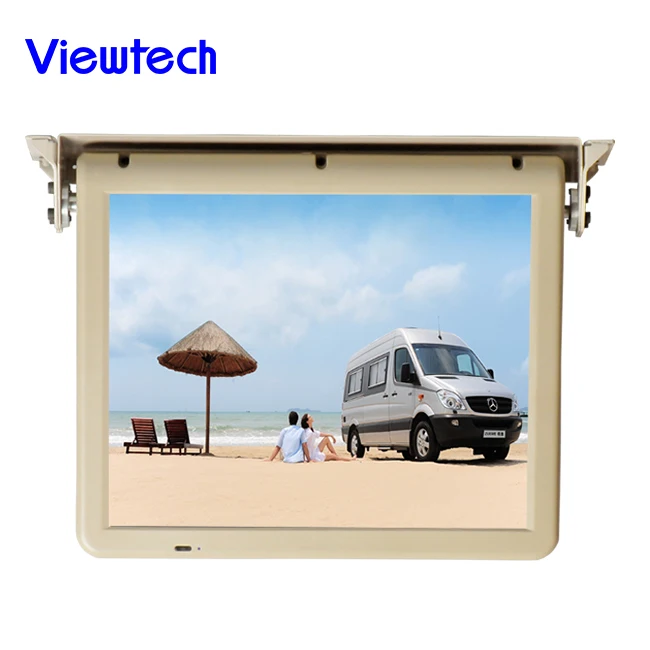 Super hot sale 17inch motorized bus flip down monitor DC12V 24V caravan van tv auto screen car lcd  foldable media player screen